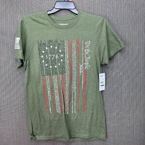 Rags Of Honor Unisex Size M Green 1776 Flag Graphic T-Shirt Supporting Veterans